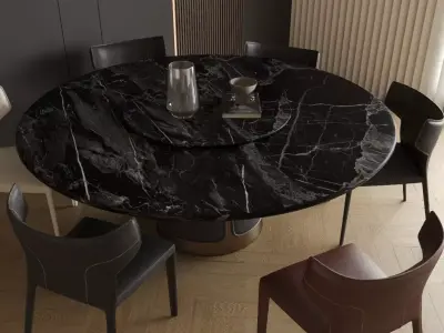 Light luxury dining table and chairs 3D model