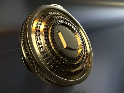 Luxury Cufflink with alphabet L 3D print model