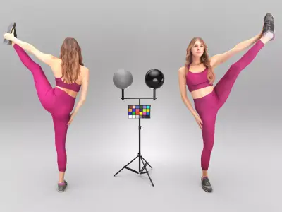 Beautiful woman doing gymnastics 379 Low-poly 3D model