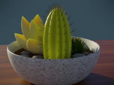 Succulent Bowl Free 3D model