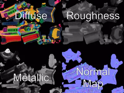 Vibrant Blaster model pack Low-poly 3D model