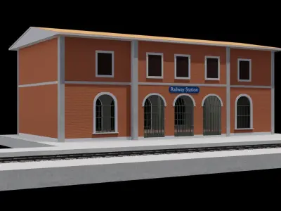 Railway station Low-poly 3D model