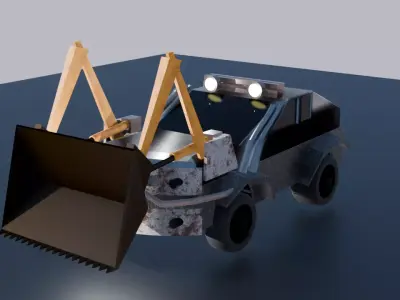 Armored and battle-modified car  Low-poly 3D model