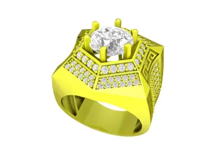 7084 Luxury Korean Style Diamond Men Ring  3D print model