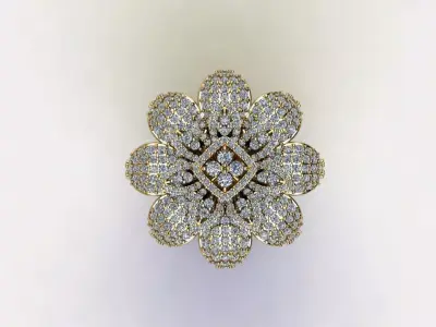 R123 women diamond ring 2021 with flower design 3D model