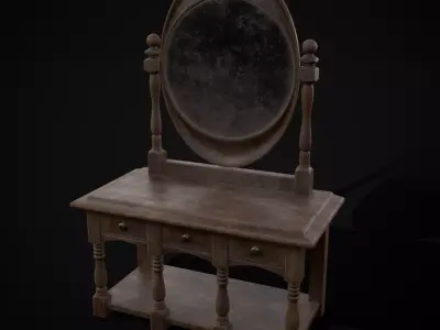 Wooden Vanity Set Low-poly 3D model