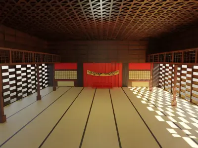 Dojo Fighting Hall Low-poly 3D model