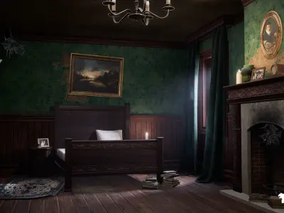 Horror Mansion Environment Low-poly 3D model