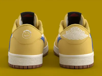 Travis Scott x Air Jordan Canary Yellow Low-poly 3D model