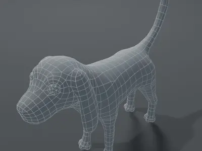 Cartoon Dog Hound Base Mesh 3D Model Low-poly 3D model