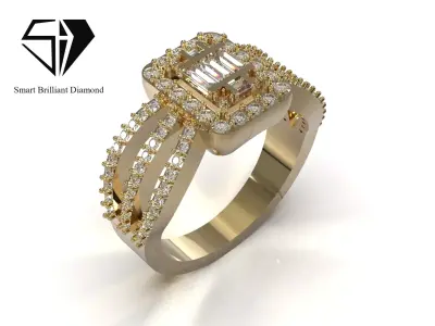 Elegant Gold Ring  Ready for 3D Manufacturing jr00353 3D print model