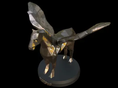 Steampunk Pegasus Low-poly 3D model
