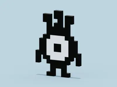 Pixel Patapon Low-poly 3D model