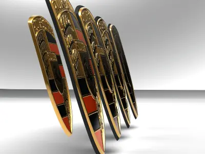 Porsche Logo Badge Emblem Crest History Collection Bundle 3D model