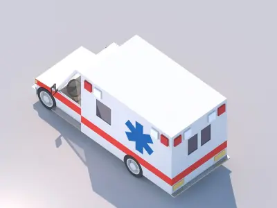 Cartoon Low Poly Car Ambulance Low-poly 3D model