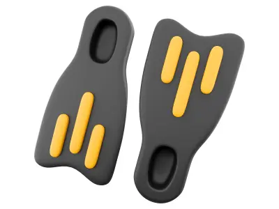 3d  yellow and black flippers cartoon icon 3D model
