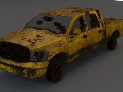 destroyed cars Low-poly 3D model