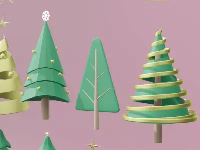 3d set of Christmas tree and Ornament  3D model