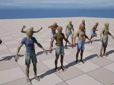 Zombie 01a Low-poly 3D model