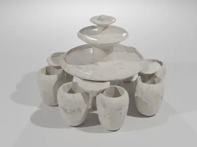 Fountain with three bowls 3D model