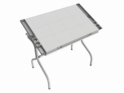 Folding glass top adjustable drafting table 3D model
