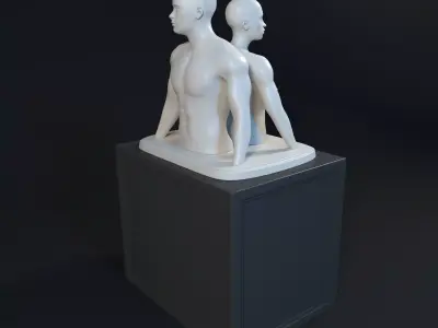 Woman and man Statue 3D model