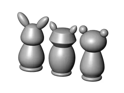 Animal bunny cat bear peg doll decor shapes 3D print model