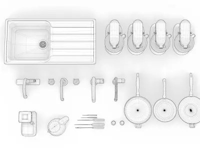 High Quality Collection of Kitchen Assets for Interior - 3D Pack