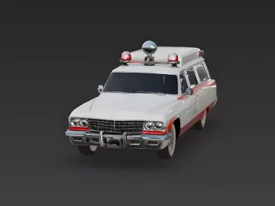 Classic Retro American Ambulance 3D Model Low-poly 3D model