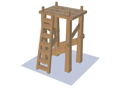 lowpoly art wooden ladder Low-poly 3D model