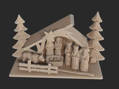Wooden Nativity Scene 3D model