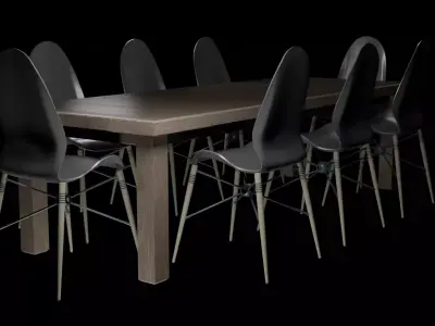 Table and Chairs Low-poly 3D model
