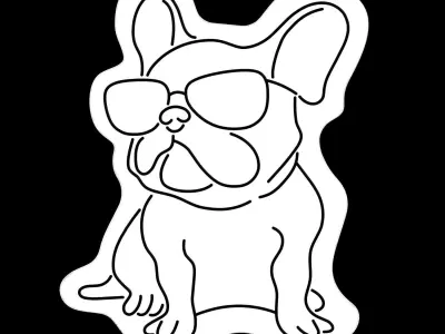 French Bulldog Glasses Neon Sign 3D model