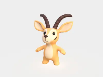 Little animal baby - Antelope cute - Animated Low-poly 3D model