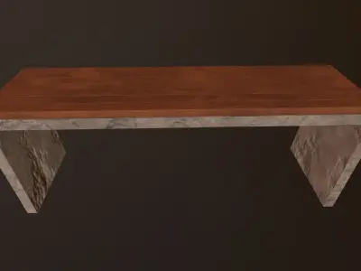 Bench with concrete base  Free low-poly 3D model