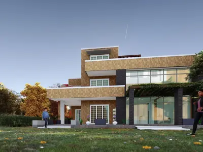 Residential Villa Revit Project  Low-poly 3D model