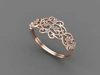 Women Ring Diamond Stone STL 3DM Lightweight Printable 3D print model 55