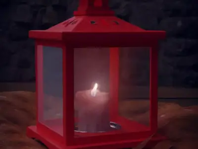 Latern model 3D lantern with candle inside Free low-poly 3D model