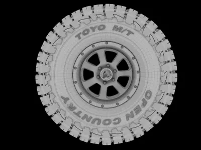 Jeep Tire - Toyo Open Country Full set TIRE and RIMS 3D print model
