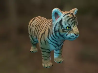 Tiger cub Low-poly 3D model