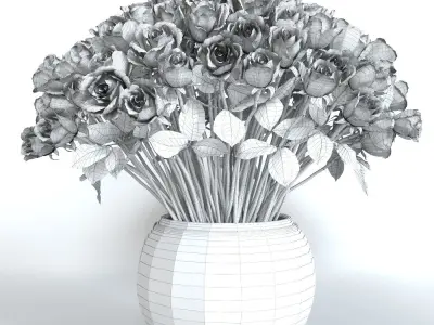 Bouquet of pink roses 3D model