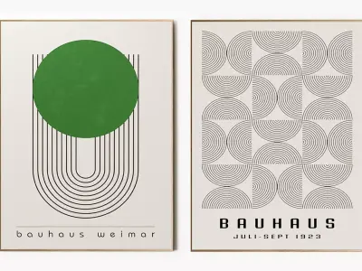 Bauhaus Green Poster Set 3D model