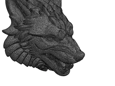 Ferocious Metallic Wolf Head Emblem Low-poly 3D model