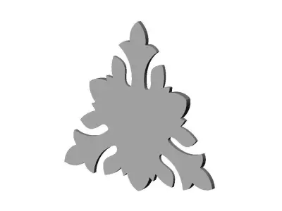 Triple floral motif rosette carving molding relief onlay 3D print model