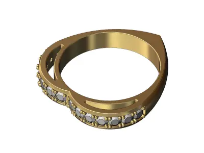 Heart shaped ring with pave setting on the shoulder  3D print model