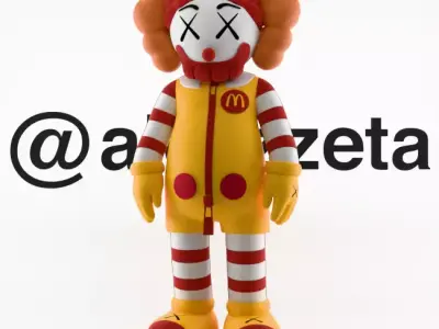 Kaws Ronald McDonald Textured 3D model