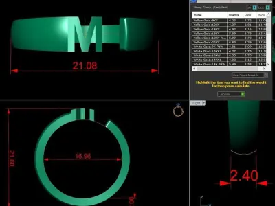 Alphabet Ring M 3D print model