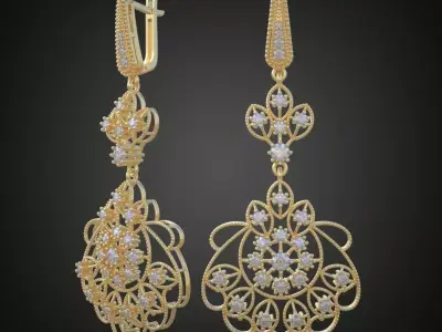 Earring 3D model 3D printable model 0102-49 Free 3D print model