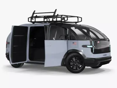 Electric Minivan Canoo Van Delivery Light Blue Rigged for Maya 3D model