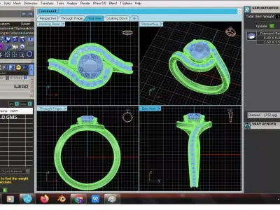 Luxury Swirl Halo Solitaire Ring CAD Design With Side Diamonds 3D print model